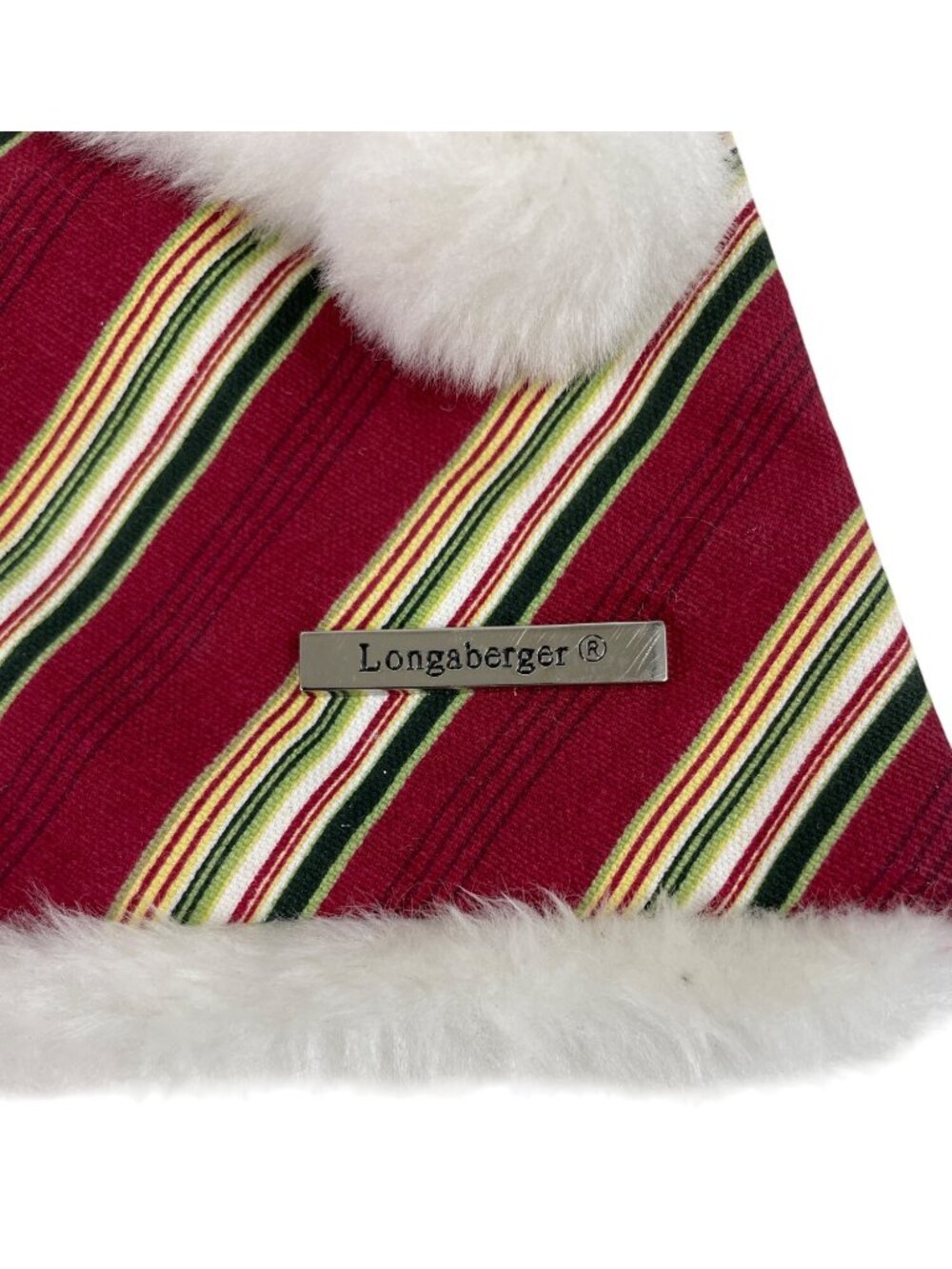 Longaberger Holiday Stripe Homestead Crossbody Purse Faux Fur - Picture 4 of 12